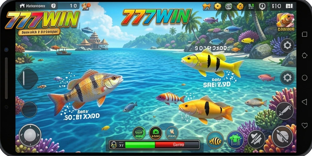 Tangkapan layar gameplay 777WIN menampilkan aksi menembak ikan yang seru.