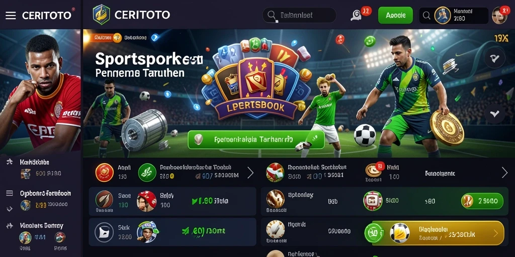 Screenshot utama CERITOTO menampilkan pengalaman taruhan olahraga yang seru.