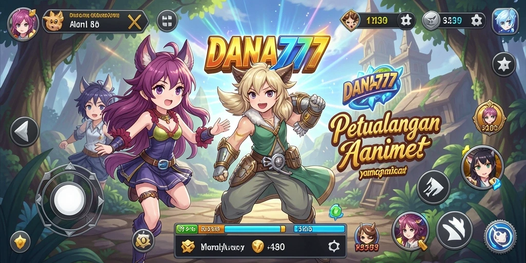 Screenshot gameplay DANA777 menampilkan pertarungan seru antara karakter anime.