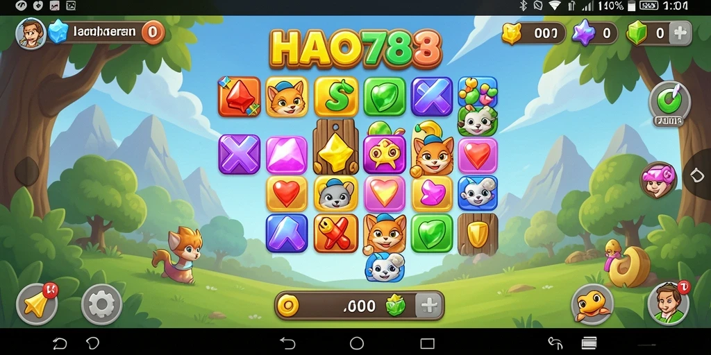 Tampilan gameplay menarik di HAO788 dengan batu permata berwarna-warni.
