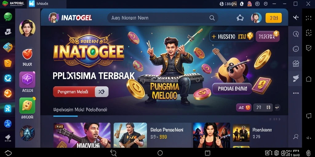 Tampilan gameplay aplikasi musik INATOGEL yang menarik dan interaktif.