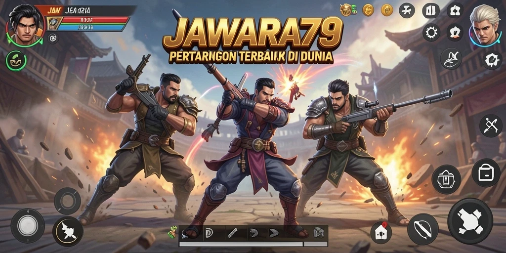 Tampilan gameplay intens dari JAWARA79 dalam pertempuran Battle Royale.