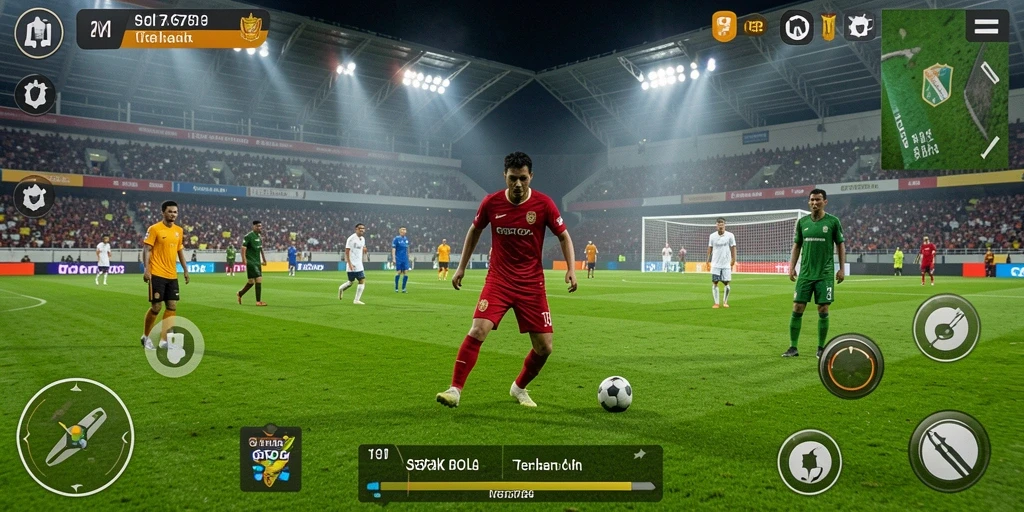 Tangkapan layar gameplay <strong>JP6789</strong> menampilkan aksi pertandingan sepak bola yang mendebarkan.