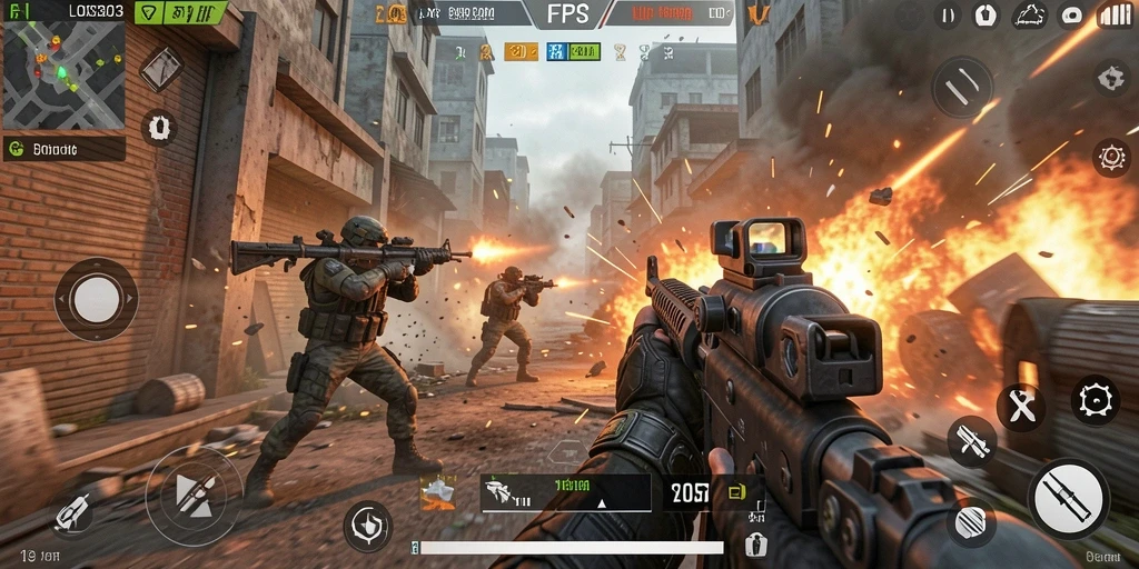 Screenshot gameplay LOS303 menampilkan pertempuran intens di berbagai peta.