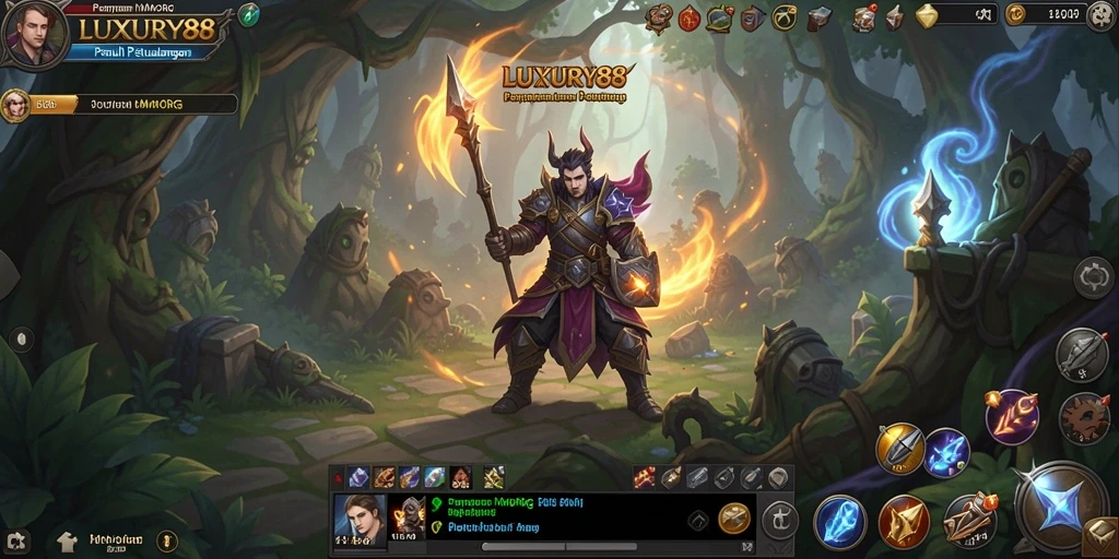 Tangkapan layar dari gameplay seru LUXURY88 dengan pertarungan epik.