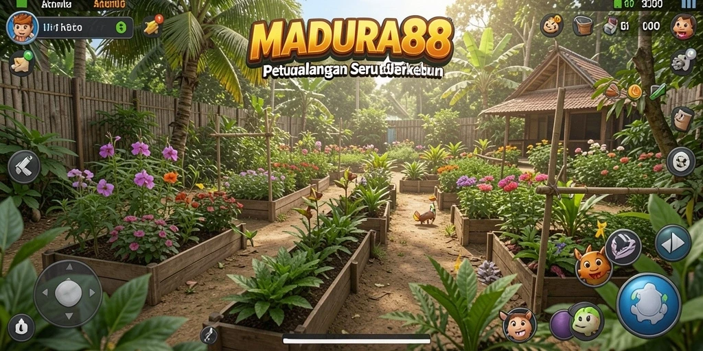 Screenshot gameplay MADURA88 menampilkan aktivitas berkebun yang seru dan menarik.