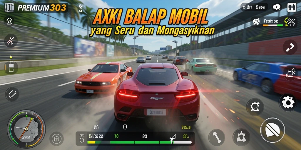 Tampilan gameplay PREMIUM303 dengan balapan yang seru dan menegangkan.