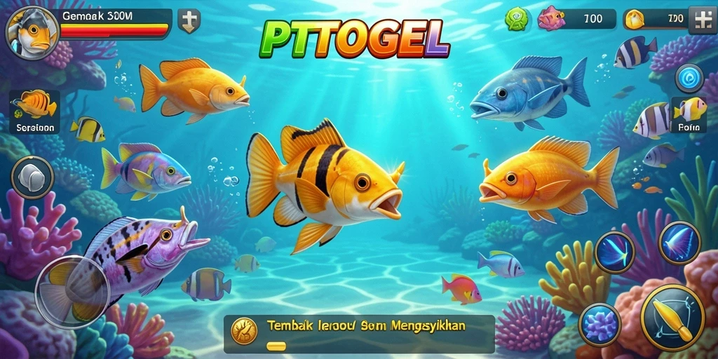 Tangkapan ikan berwarna-warni dalam gameplay PTTOGEL.