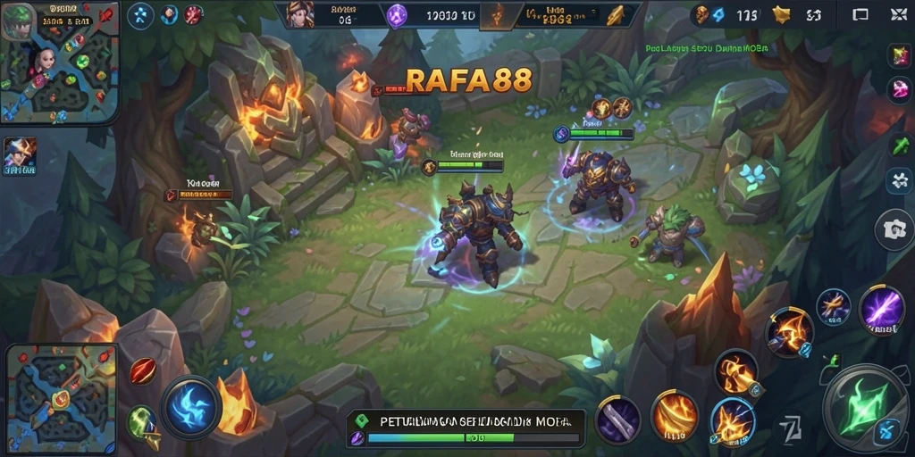 Tampilan gameplay seru di RAFA88 yang menampilkan aksi MOBA.