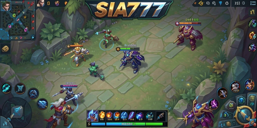 Tampilan gameplay seru dalam SIA777 saat pertarungan tim berlangsung.