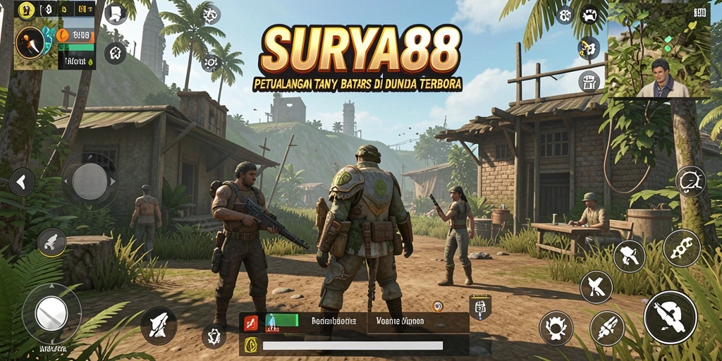 Screenshot gameplay SURYA88 yang menampilkan petualangan seru di dunia terbuka.