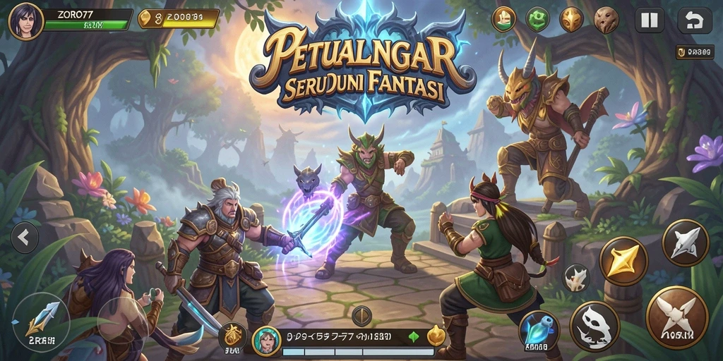 Screenshot gameplay ZORO77 yang menunjukkan aksi petualangan seru.